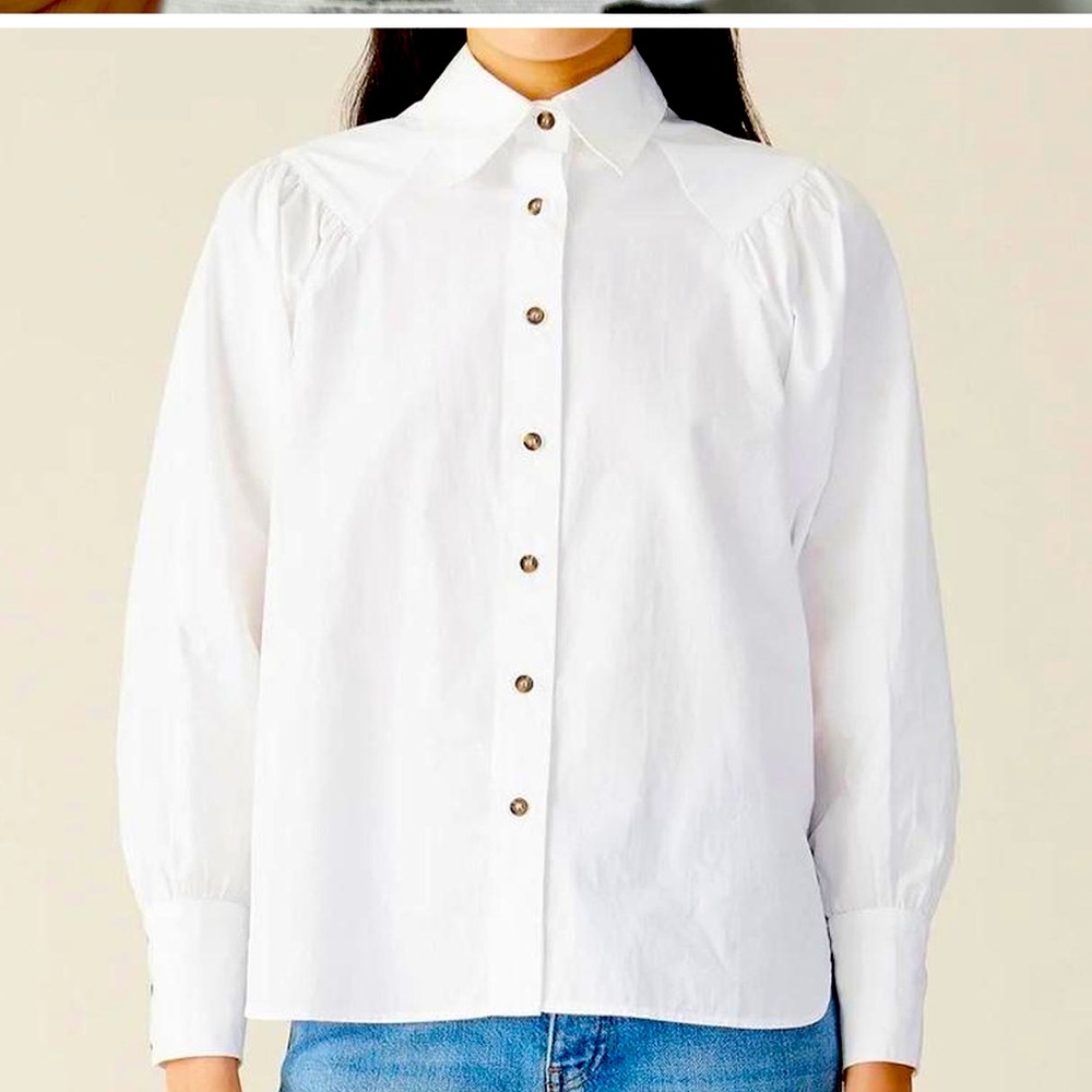 Ganni white button down shirt